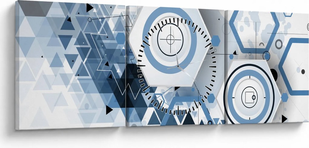 Obraz - Abstrakcja geometryczna (z zegarem) (90x30 cm)