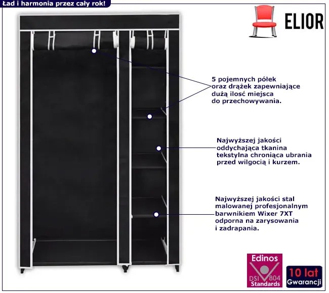 Zestaw 2 czarnych szaf tekstylnych G6-G63