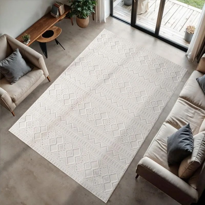 Dywan nowoczesny 3D Doha berber kremowy 240 cm x 340 cm