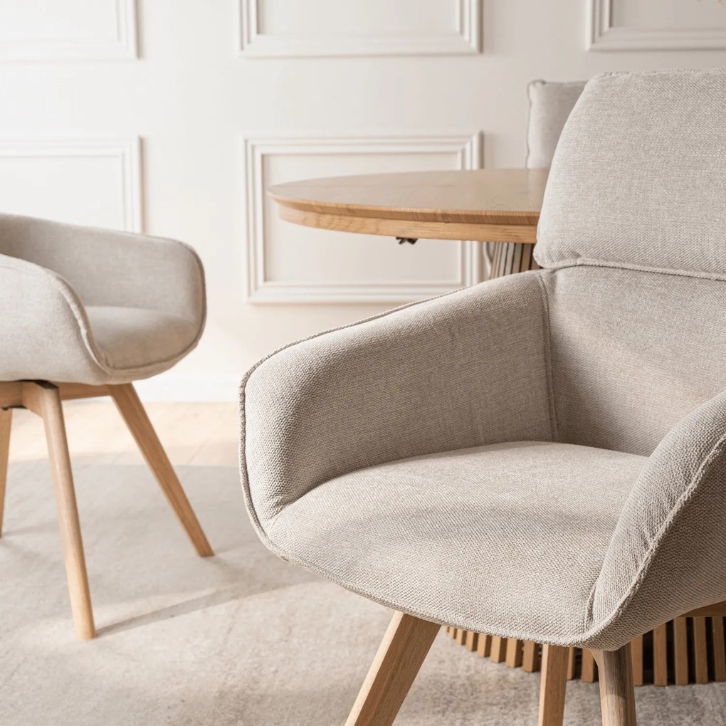 Krzesło Tapicerowane Obrotowe DIAS Beżowe Nowoczesne