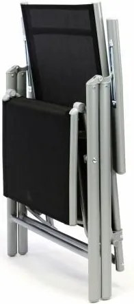 2x ustawialne krzesło ogrodowe z podnożnikiem - czarne