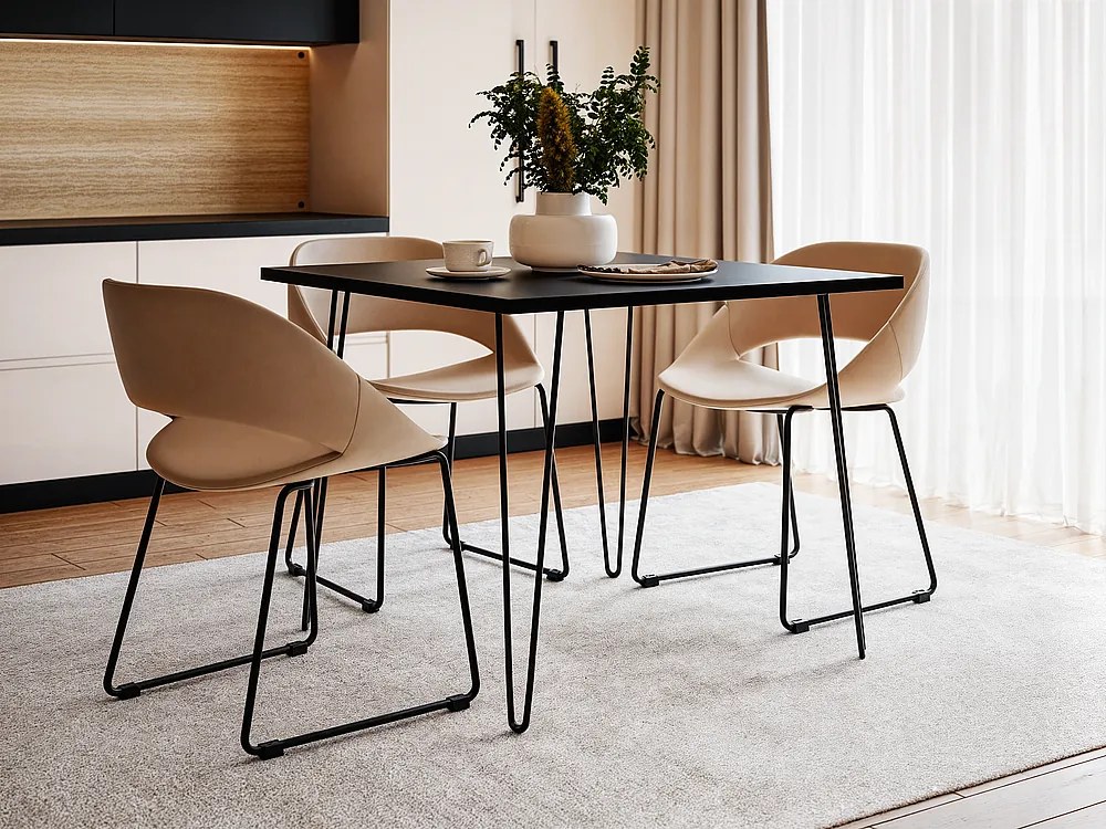 Stół HAIRPIN 90 x 90 cm do kuchni, salonu, jadalni Czarny