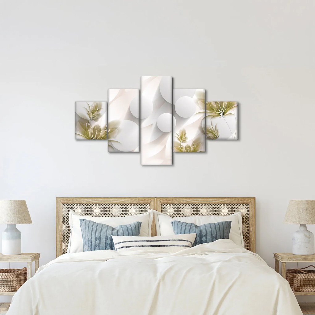 Obraz - 3D koła z kwiatami (125x70 cm)