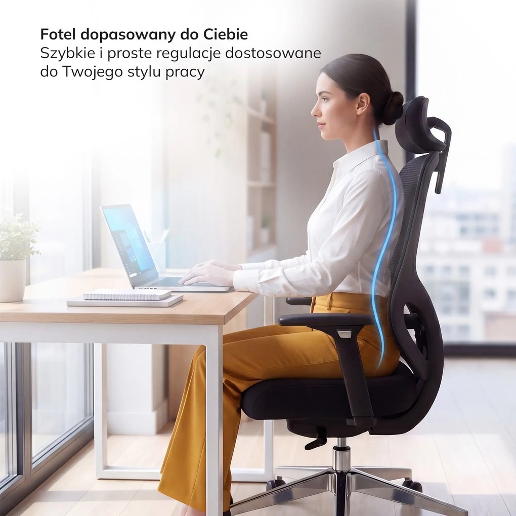 Fotel biurowy ergonomiczny czarny: AXIS