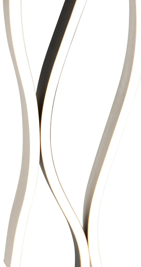 Designerska lampa podłogowa czarna ze srebrem z LED z możliwością ściemniania - BlazeDesignerski Oswietlenie wewnetrzne