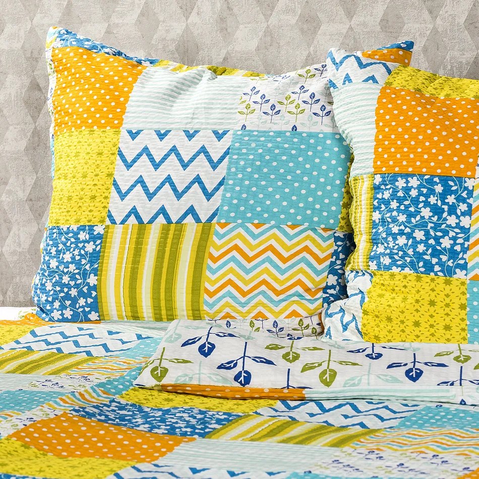 4Home Pościel z kory Patchwork blue, 140 x 200 cm, 70 x 90 cm, 140 x 200 cm, 70 x 90 cm
