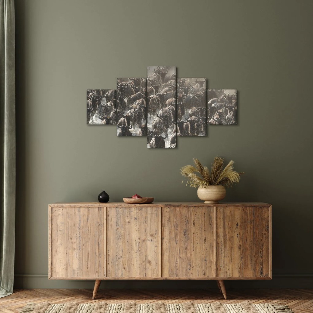 Obraz - Stado antylop gnu (125x70 cm)