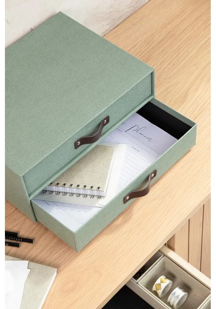 Zielony kartonowy organizer z szufladką Birger Canvas Paper Laminate – Bigso