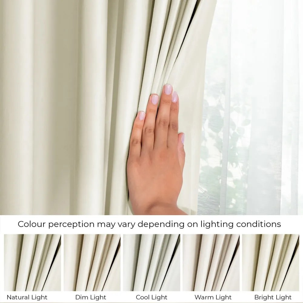 Kremowa aksamitna zasłona częściowo zaciemniająca (dimout) 140x270 cm Eyelets – Restilo