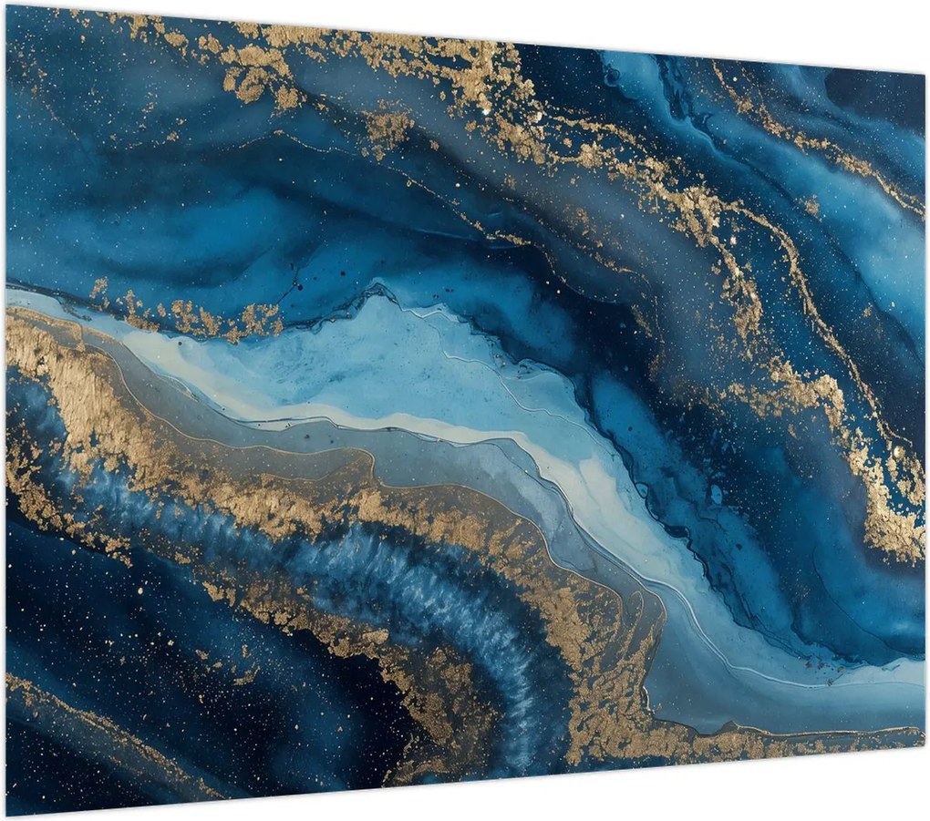 Obraz na szkle - Niebieska marmurowa abstrakcja (70x50 cm)
