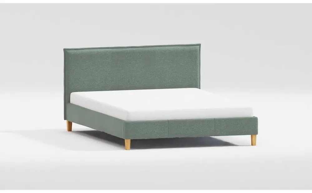 Zielone tapicerowane łóżko dwuosobowe ze stelażem 200x200 cm Tina – Ropez