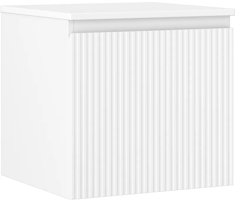 Mexen Rivel szafka łazienkowa podumywalkowa 50 cm z blatem, 1 szuflada, ryflowana , biała mat - 91A20-05047-1-BFC01