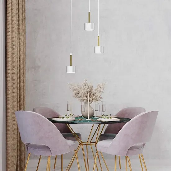 Biało-złota lampa wisząca do salonu - N022-Umer