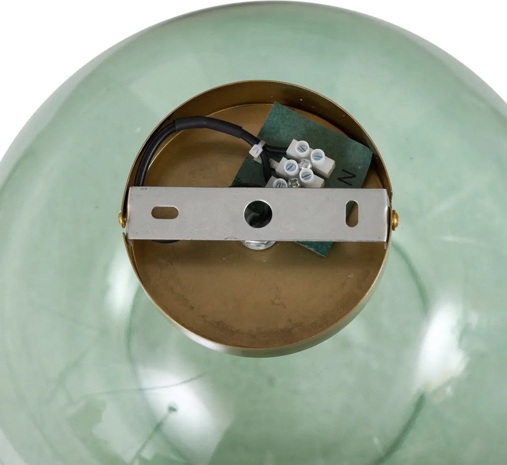 Plafon w stylu Art Deco mosiądz z zielonym szkłem - Sandra