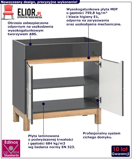 Grafitowa szafka łazienkowa z umywalką E8-Z92