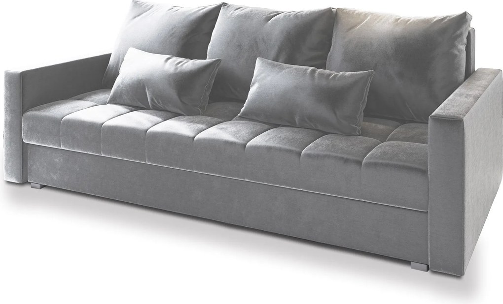 Masseno Sofa SIRO z funkcją spania i pojemnikiem na pościel, Rozkładana sofa - Jasnoszary, PAROS 05