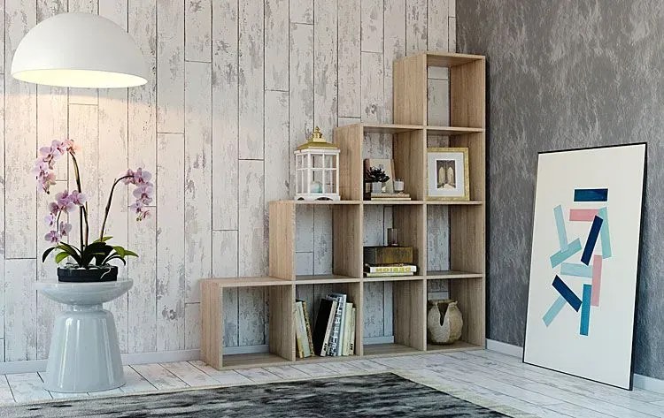 Schodkowy regał dziecięcy na zabawki dąb sonoma Z4-D32