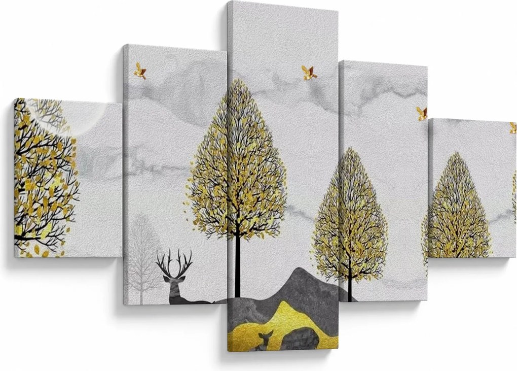 Obraz malowanych jeleni (125x70 cm)
