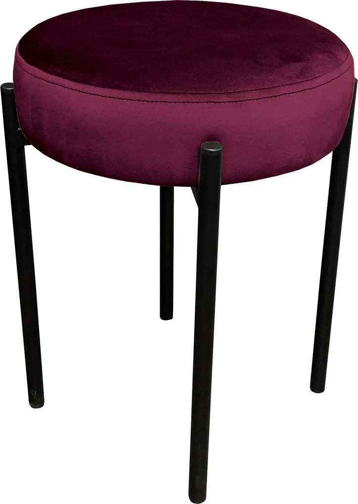 Taboret DIOR stelaż metalowy tkanina Welur : Kolor Stelaża - Czarny , Kolor tkaniny - VELVET - MG02, Typ tkaniny - Velvet
