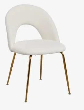 Zestaw 4 Tapicerowanych Krzeseł Jadalnianych Glorys Goud & Chenille Biały & Borreguito - Sklum