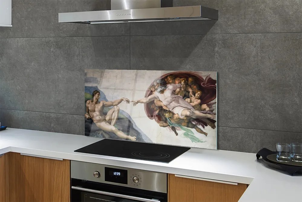 Panel szklany do Kuchni Stworzenie Adama - Michał Anioł