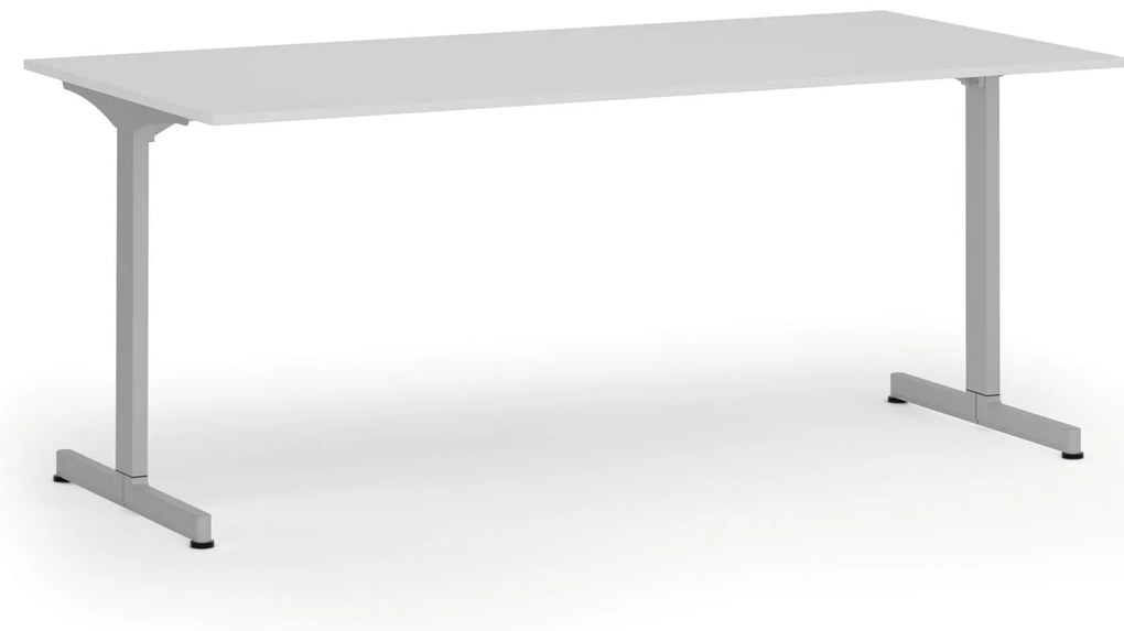 Biurko PRIMO BETA, 180x90 cm, szara podstawa, biały