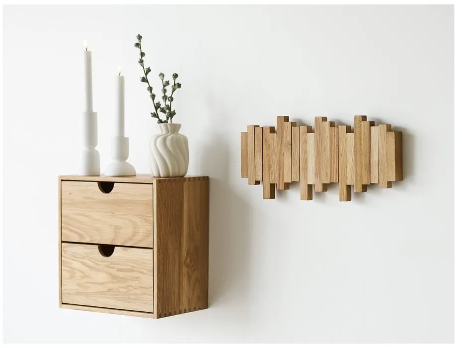 Wieszak ścienny z litego drewna dębowego w naturalnym kolorze 3 cm Caltra – House Nordic