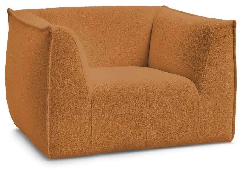Musztardowy fotel z materiału bouclé Giorgia – Bobochic Paris