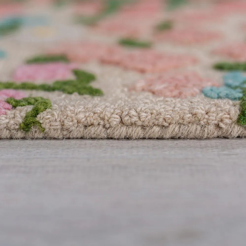 Kremowy wełniany dywan tkany ręcznie 200x290 cm Emilia Floral – Flair Rugs