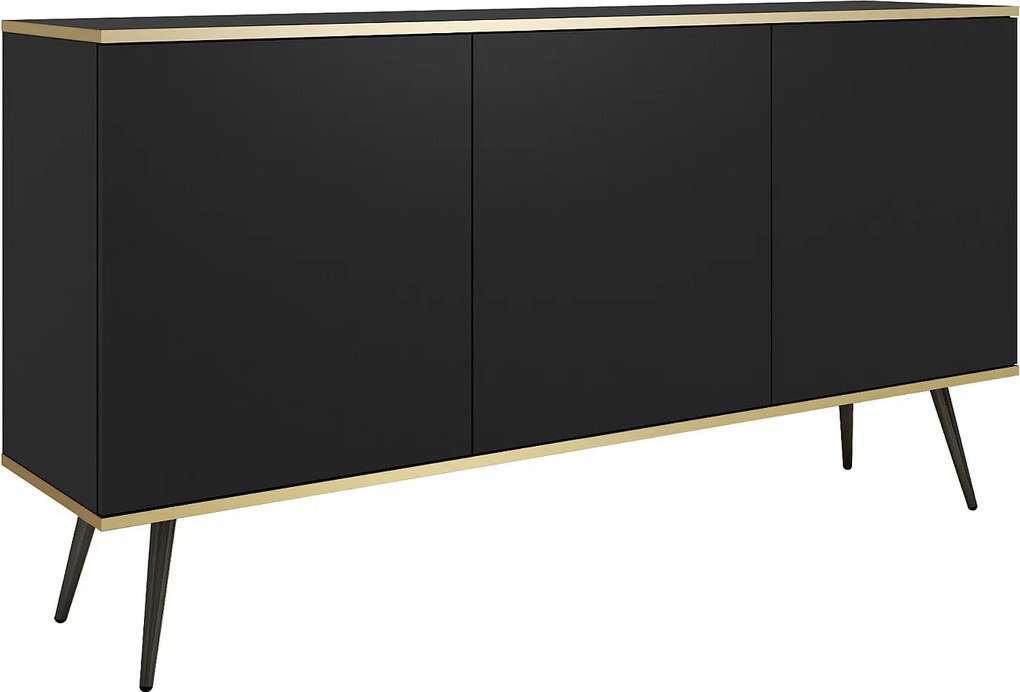 Komoda: czarna, czarne nogi, 160 x 85 x 39 cm