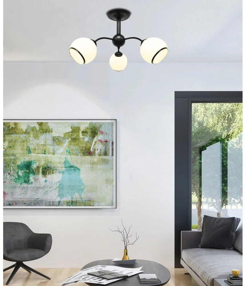 Czarno-biała lampa sufitowa ze szklanym kloszem 56x56 cm Marinen – Candellux Lighting