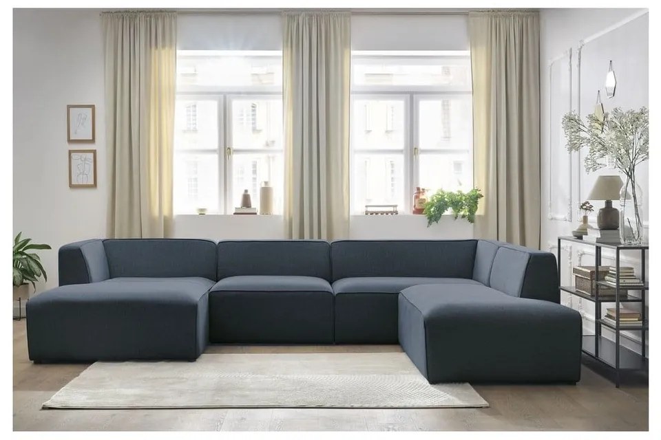 Ciemnoniebieski narożnik modułowy (prawostronny/w kształcie litery U) Megeve – Bobochic Paris