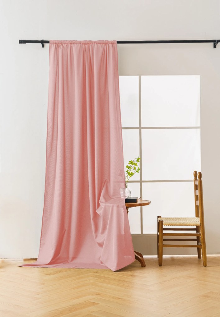 Zasłona OXFORD LIGHT 140x250 cm, różowa Zawieszanie: Taśma z wiązaniami