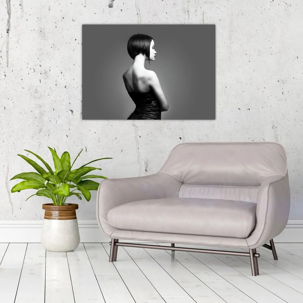 Obraz na szkle eleganckiej kobiety (70x50 cm)