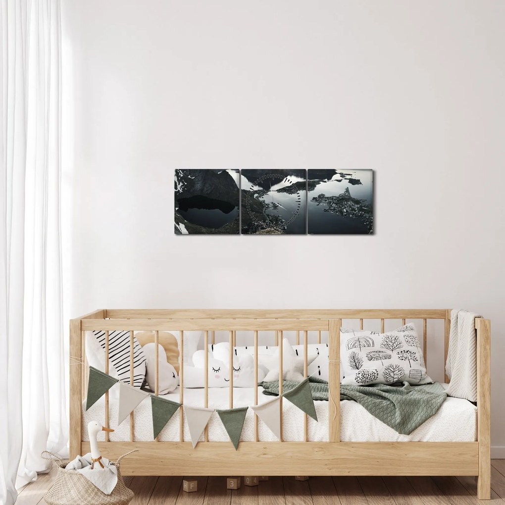 Obraz - Norweskie góry (z zegarem) (90x30 cm)