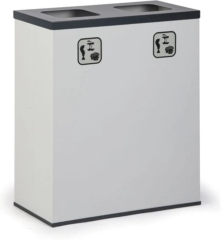 Wewnętrzny kosz do segregacji śmieci, 2x 70 l, uchwyt na worek, szary/czarny