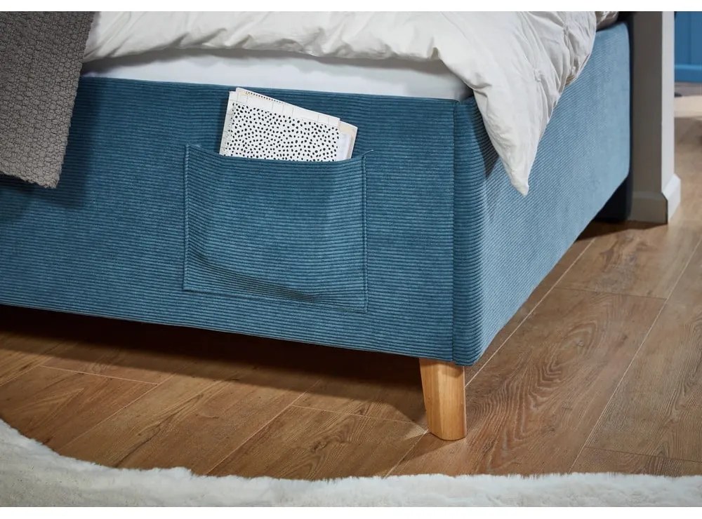 Niebieskie tapicerowane narożne łóżko dziecięce bez stelaża 120x200 cm Cool – Meise Möbel