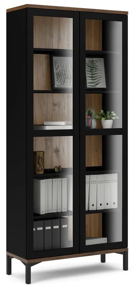 Czarno-naturalna witryna w dekorze orzecha 89x203x36 cm Roomers – Tvilum