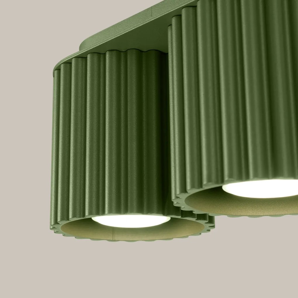 Plafon dwupunktowy AURA 2 zielony oliwkowy GU10 ryflowany SOLLUX  LIGHTING