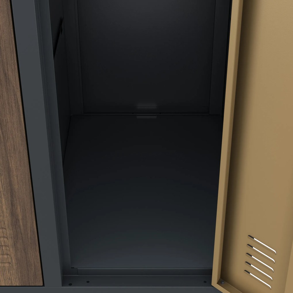 Szafa socjalna ubraniowa 10-drzwiowa antracytowa/orzech, 1360x1720x450 mm: BARTEK Eco Design