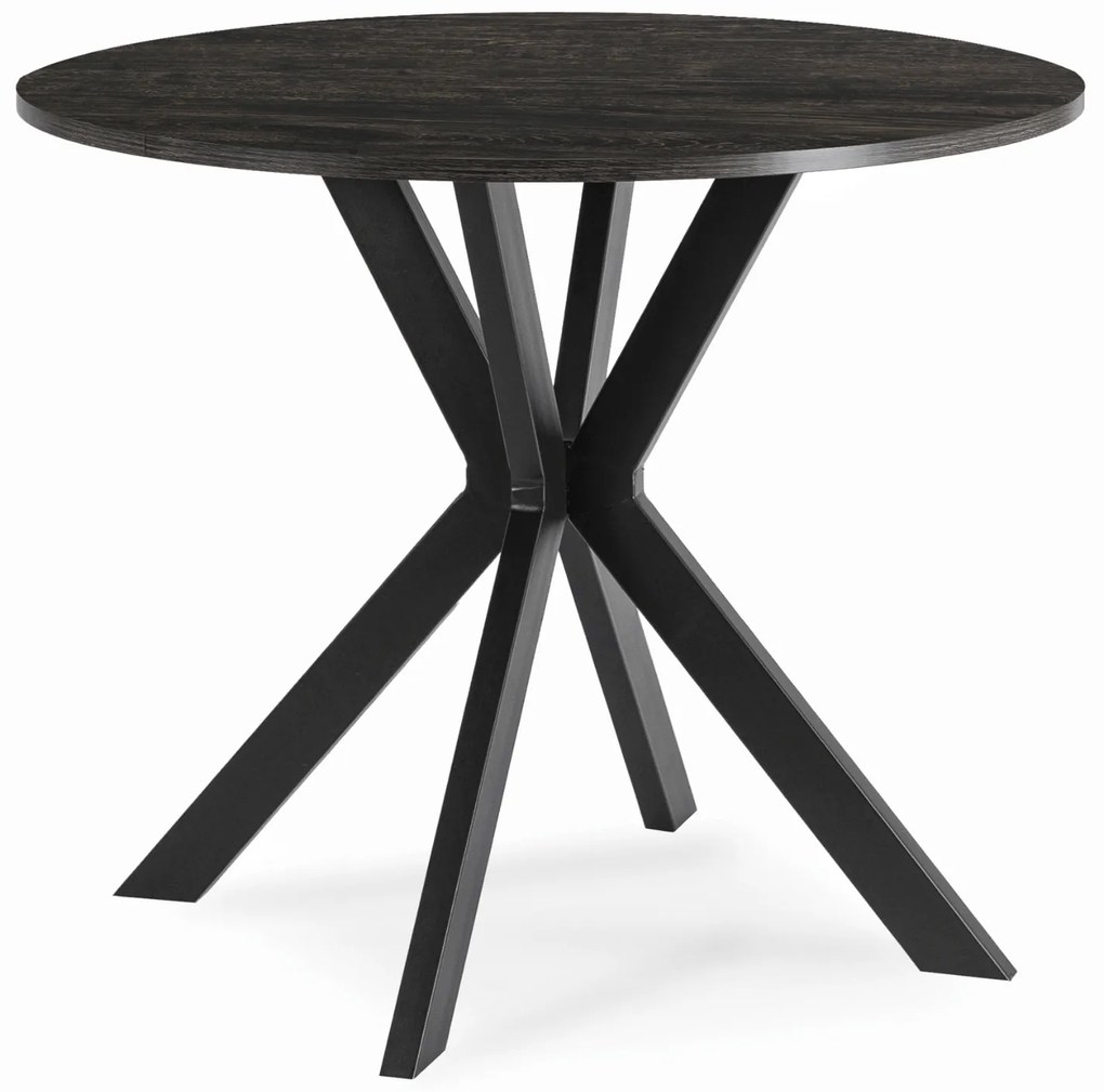 Stół Okrągły LAUREN 90 cm Czarny Loft Nowoczesny