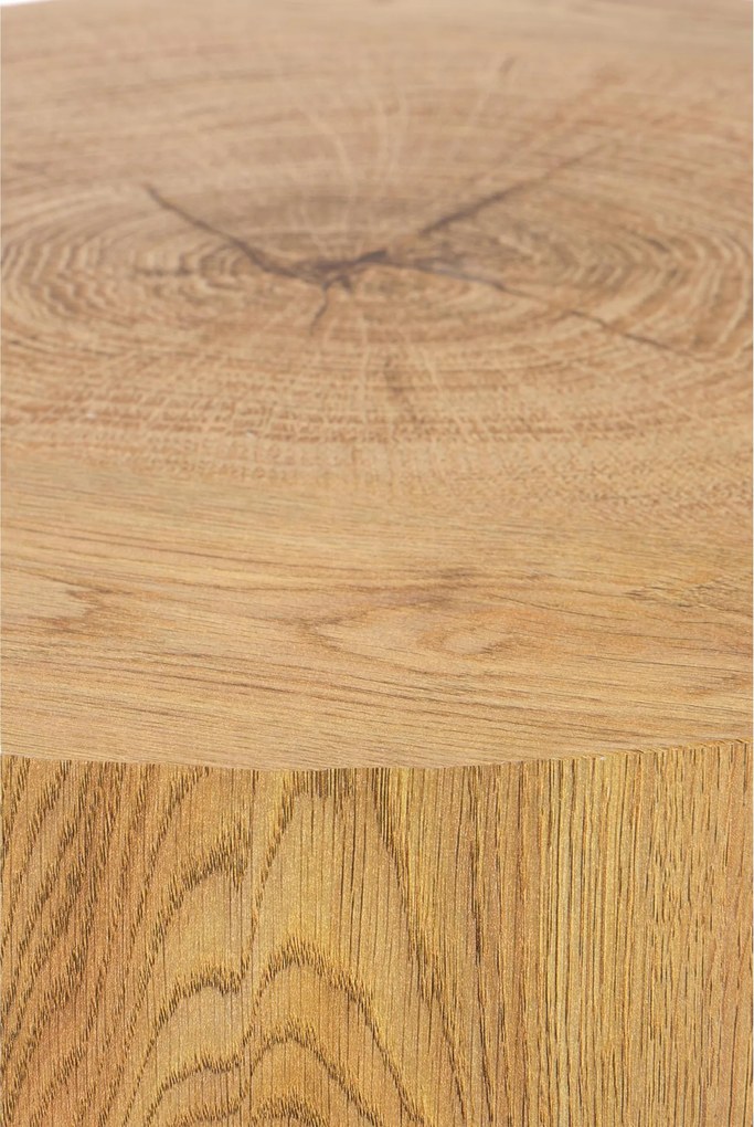 Stolik kawowy okrągły Liviano 45 cm z metalowymi nogami - dąb naturalny / czarny