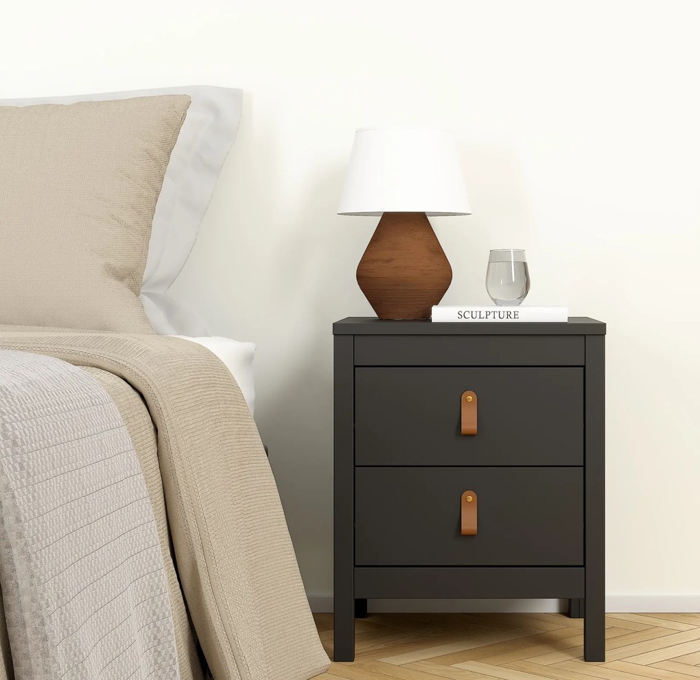 Szafka nocna z szufladami Madrid czarny mat