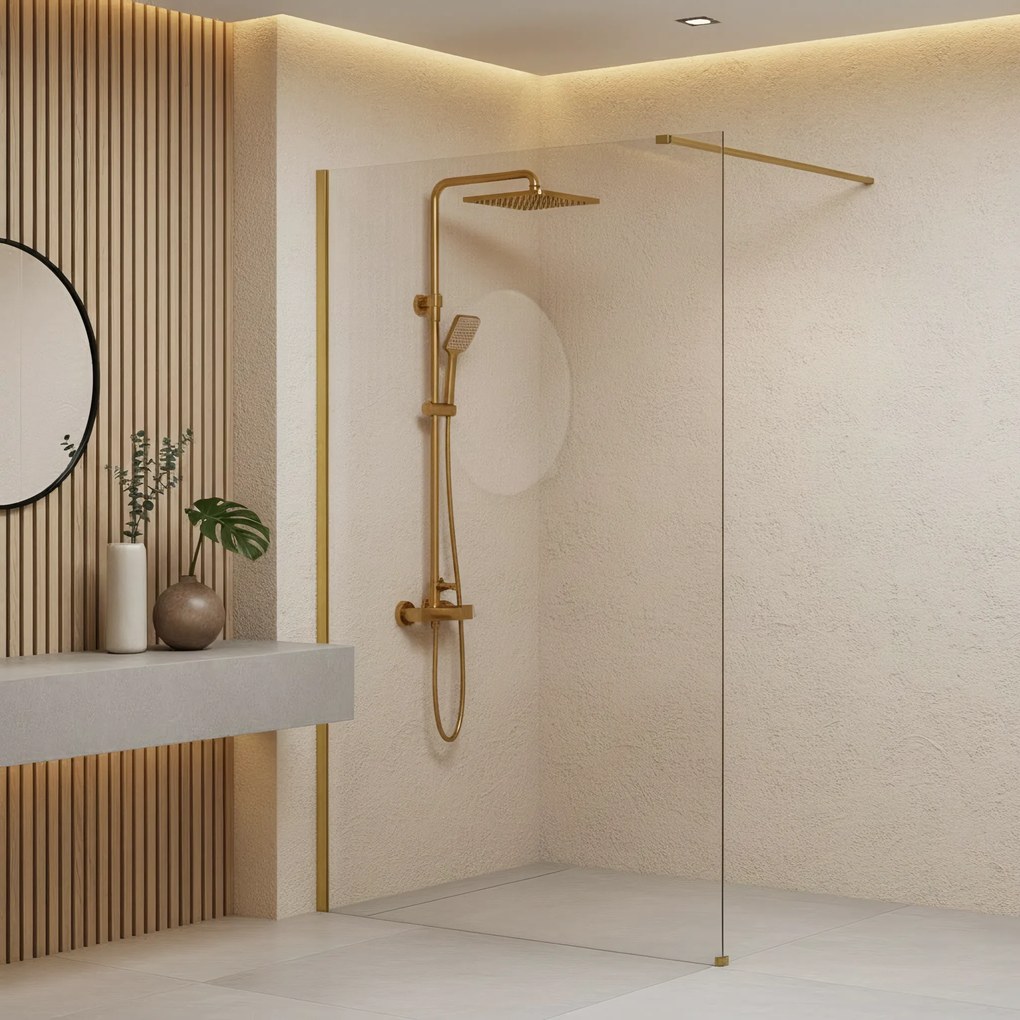 Kabina prysznicowa Walk-In Rea Flexi Transparent / Brush Gold 110
