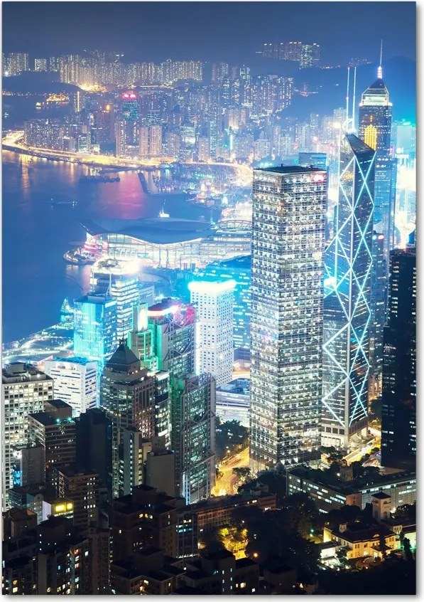 Foto obraz akryl pionowy Hong kong nocą