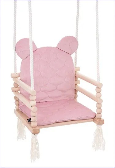 Huśtawka domowa do pokoju dziecka 3w1 z poduszką brudny róż H6-G09