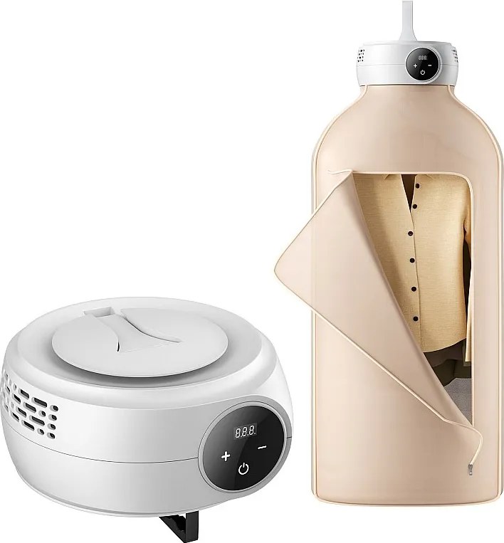 Suszarka do Ubrań SucceBuy Przenośna Suszarka do Ubrań o Mocy 600 W z Grzałką PTC i Wyświetlaczem LED, Składana z 5-Godzinnym Timerem