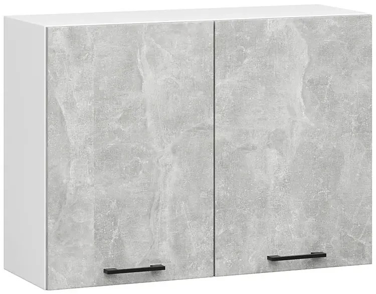 9-częściowy komplet narożnych mebli kuchennych biały + beton R2-N60