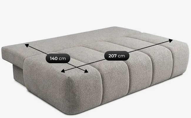 Sofa z Funkcją Spania SARIA Jasnoszara Szenil Nowoczesna