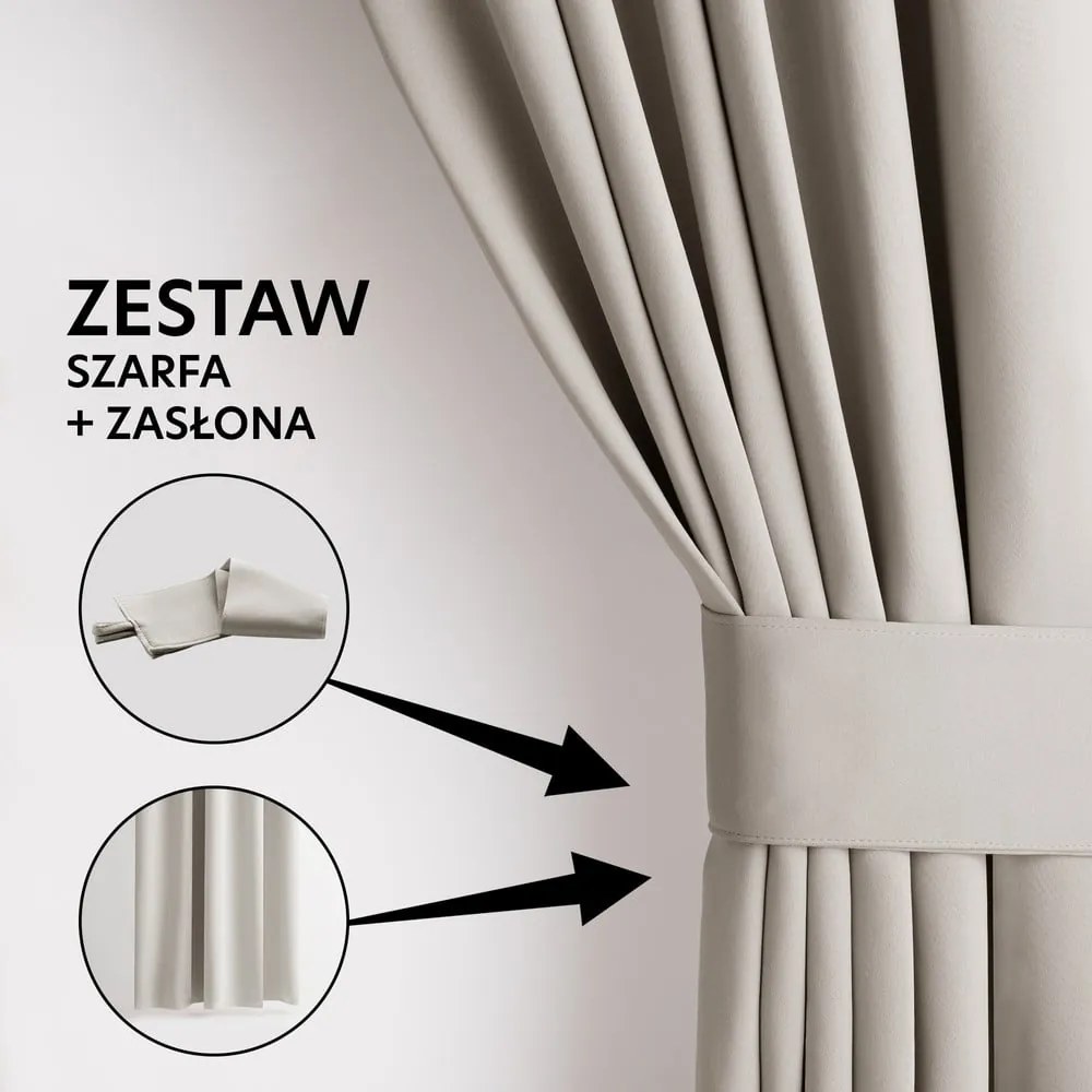 Beżowa zaciemniająca zasłona termiczna 140x245 cm Pleat – Restilo